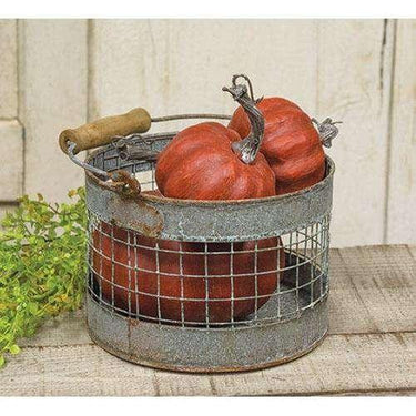 Washed Galvanized Screen Bucket - The Fox Decor